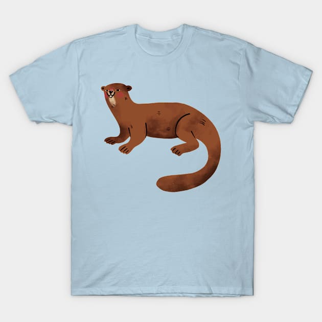 Otter Painting Hand Drawn T-Shirt by Mako Design 